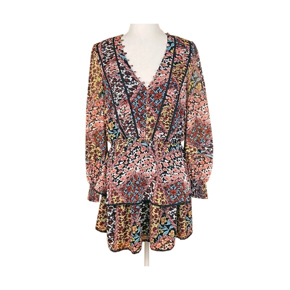 Allison New York Sammy Mini Dress Size S Floral Patchwork Chiffon Ruffles NWT - Picture 2 of 6